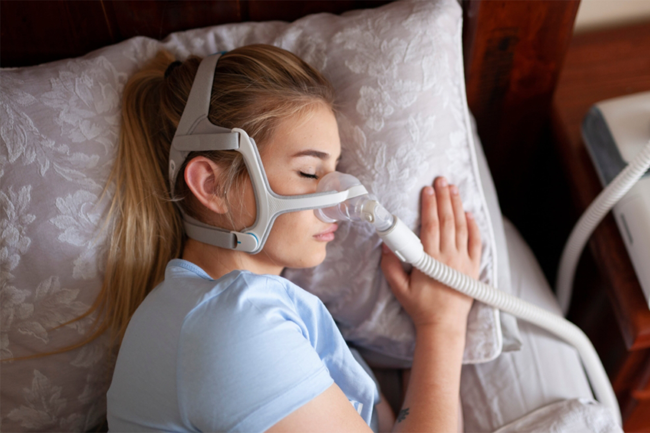 Rested patient after CPAP therapy for sleep apnoea