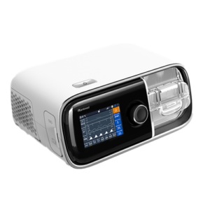 Patient sleeping with CPAP mask for sleep apnoea treatment